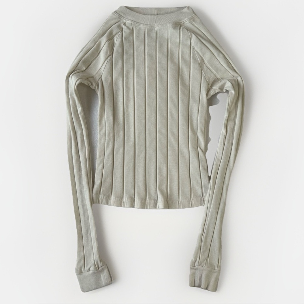 BDG Urban Outfitters Ember Ribbed Y2K Crop Top Ivory Long Sleeve Women’s Size S